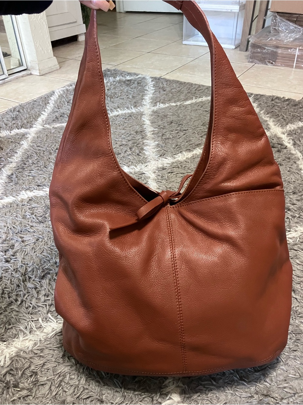 Classic Leather Hobo Bag in Rich Cognac